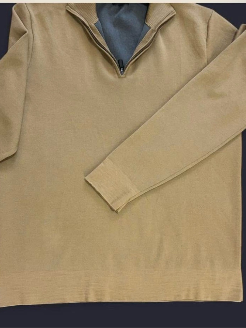 Saks Fifth Avenue Men's Zip-Neck Sweater in Camel